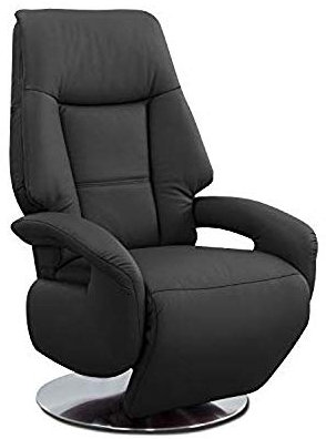 Cavadore Ledersessel Edinburgh / Fernsehsessel mit manuell verstellbarer Relaxfunktion / 74 x 114 x 77 / Echtleder: schwarz