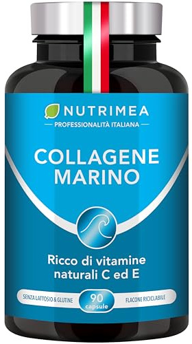 Collagene Marino Idrolizzato Puro | 900 mg | Con Vitamine A, C ed E | Pelle e Articolazioni | 90 Capsule | Nutrimea