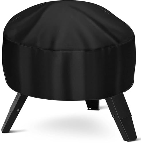 KISEER Copertura per braciere, resistente, impermeabile, rotonda, con rivestimento in PVC spesso, con coulisse, 96 cm, colore nero