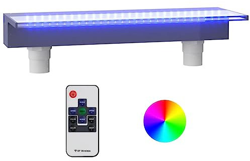 vidaXL Déversoir pour Cascade avec LED Décoration Cascade d'Etang de Jardin Fontaine Décoratif de Piscine Extérieur RVB Acrylique 60 cm