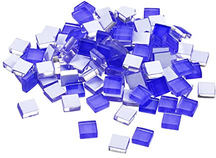 sourcing map Mosaïque Carrelage Tuile Tesselle, Verre Mince Mini Bricolage Fait Main Sans Cristal Pierre Artisanat Loisir Creatif (Foncé Bleu Paquet 440)