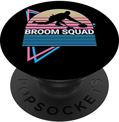Curling Stone Curling Player Retro Besen Squad PopSockets mit austauschbarem PopGrip