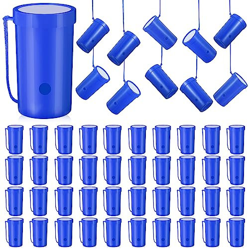 Jenaai 50 Pcs Mini Air Horn 3 Inch Noisemakers for Sporting Events Fun Stadium Loud Noise Maker Blow Horn Noise Whistle with Lanyard for Birthday Party Graduation Celebrations Goodie Bag (Blue)