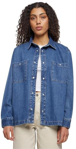 Urban Classics Ladies Oversized Denim Shirt Camisa, Mid Indigo Washed, M para Mujer