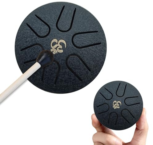 YEJAHY Tungtrumma stål tungtrumma 3 tum stålflikar 6 toner tungtrumma, Mini Pan trumma för handpan instrumenttrumma (marinblå)
