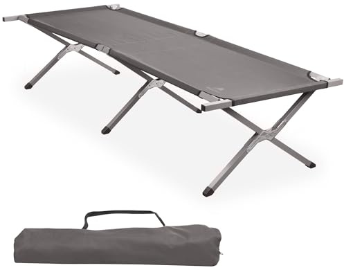 CampFeuer camp bed with carry bag | grey | aluminium camping lounger | folding lounger | stable field lounger | lounger for garden, patio or balcony | easy setup sun bed travel | camping bed