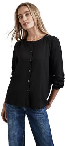 STREET ONE strukturell blus med broderi, svart, 44