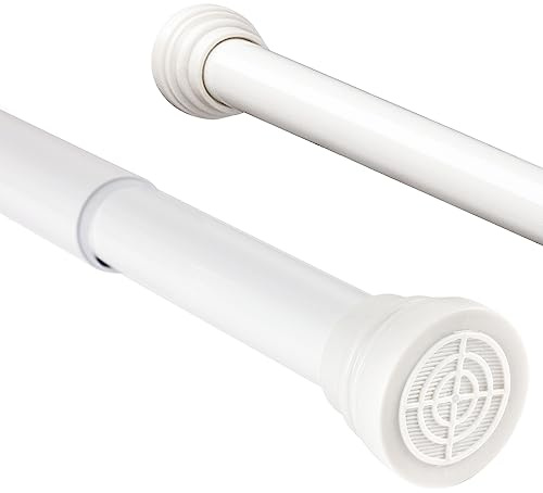 Extendable Shower Curtain Rods Spring Tension Poles Adjustable No Drill Curtain Rails for Shower Curtain, Windows, Door Curtain, Bathroom and Wardrobe 90-160cm White