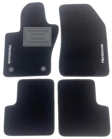 ASC Tappetini Auto Compatibili con Jeep Renegade 2019-2024, Moquette Nera con Bordo Antiscivolo, Battitacco in Gomma, Loghi Ricamati, Made in Italy