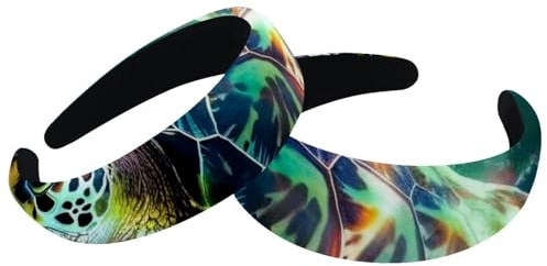 Juego de 2 diademas anchas de terciopelo para mujer, accesorios de natación de tortuga marina, bandas acolchadas para la cabeza, diademas de belleza para el cabello para niñas