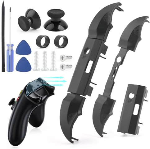 Lot de 2 boutons de gâchette de rechange pour Xbox Series X/S LB RB pour Xbox Series X/S - Boutons de déclenchement d'épaule compatibles avec Xbox Series X/S avec outils de réparation (noir)