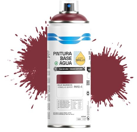 Etrexonline Pintura Spray Ecológica 400ml - Base Agua, Sin Olor - Para Muebles, Metal, Plástico y Madera - Colores Vivos y Permanentes, Cobertura Uniforme - Rojo Burdeos, 1 unidad