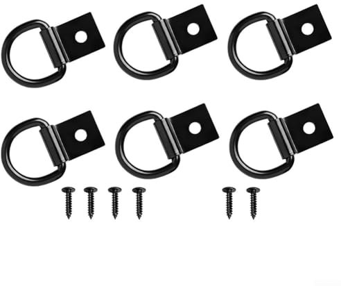 Zilimontt 6 ganchos de amarre de anclaje de anillo en D, ganchos fijos de acero resistente para remolque, para barco, natación, ATV, UTV, correas de seguridad, cadenas de cuerdas