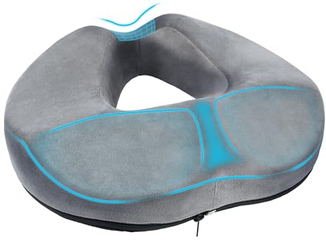 HELILBSRIAIN Cojín Antiescaras Ergonómico – Cojín Coxis de Espuma Viscoelástica, Cojín Silla Oficina Tipo Donut, Apto para Hogar, Oficina y Asiento de Coche