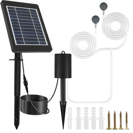 Cryfokt Aireador de Estanque Solar de 3 W con Bomba de Oxígeno de 3 Modos, Bomba de Oxígeno Solar para Hidroponía