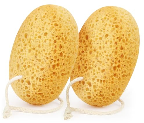 Flintronic 2 Pezzi Spugna Doccia, Grande Spugna di Loofah, Confortevole e Morbida, Loofah Sponge per Esfoliazione Corporale e Massaggio