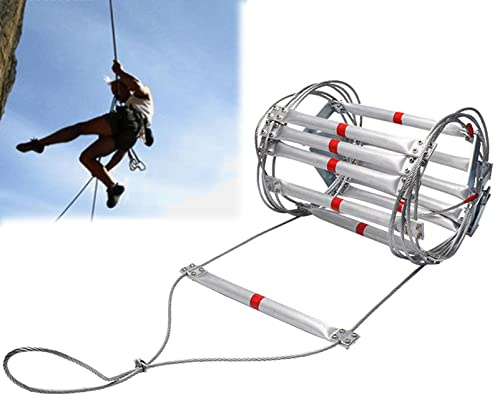KHLMSRXJ Escalera de Escape de Incendios, Escalera de Cuerda de Rescate de Emergencia, Escalera de Cuerda de Escalada de Seguridad Multifuncional Pesada con ganchos/16 pies/5 m