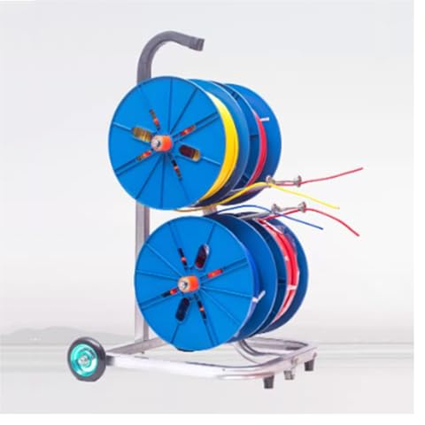 Heavy-Duty Wire Spool Rack with 4 Trays, Portable Cable Dispensing Stand, Multi-Axle Design for Efficient Wire Organization and Storage in Workshop or Job Site