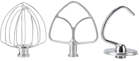 Luocute Accessorio per Impastatrice da 3 Pezzi, Frusta Piatta in Acciaio Inossidabile con Gancio per Impastare, Frusta Piatta per Mescolare, Impastare, Montare, con Buona compatibilità