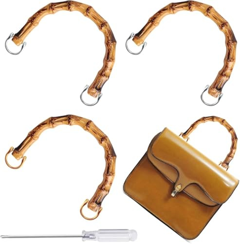 4 Pezzi Manici per Borse in Bambu, Maniglia per Borsa in bambù a Forma di U, Manici Bamboo per Borse Uncinetto Artigianale, Manici per Borse per Artigianale Fai da Te Maniglie Borsa Tote Borsetta