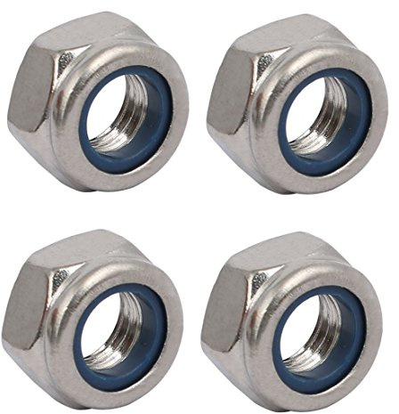 sourcing map 4pcs Écrou de Blocage Écrou Pas à Gauche M8x1,25mm Filetage Métrique en Acier Inox 304