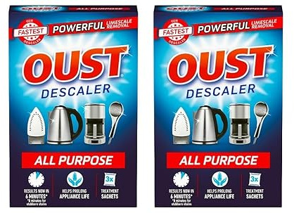 ‎UKDeals Direct® Powerful oust All Purpose Descaler, Limescale Remover – Ideal for Kettles, Coffee Machines, Irons and Shower Heads, 6 x 25ml Sachets (2packs)