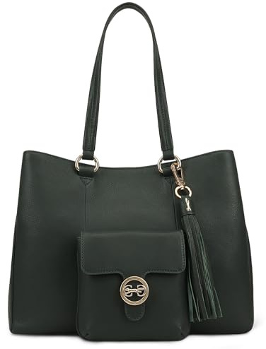 Paul Costelloe Genuine Leather Tote/Shoulder Bag for Women – Elegant, Spacious, and Versatile Handbag, SHEBELLE (DEEP FOREST - DARK GREEN)