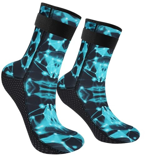 Flintronic Neoprene Wetsuit Socks - Anti-slip Men & Women Diving Finned Socks for Snorkeling/Kayaking (3MM, Pattern)
