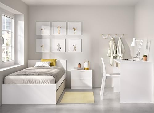 DEKIT GRUPO RIMOBEL TOP PACK - Set letto con letto estraibile, comodino e scrivania - BIANCO/NATURALE