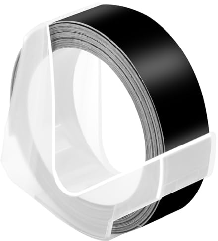 NineLeaf Compatible pour Dymo S0898132 521209 3D Gaufrage en Plastique Ruban Blanc sur Noir 12mm x 3m D'étiquette pour Office Mate II 1540 154000 Organizer Xpress Pro 1575 1595 1570