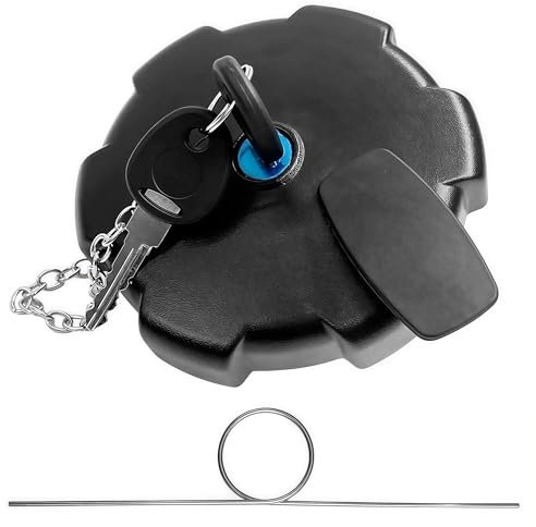 Tankdeckel Abschließbar Schwarz mit Kette, 2 Schlüsseln und Haken, Passend für MAN TGA TGX TGS Actros Atego 80 mm, für Volvo-Radladermodellen L60, L70, L110, L120, L150, L180, L220, L350