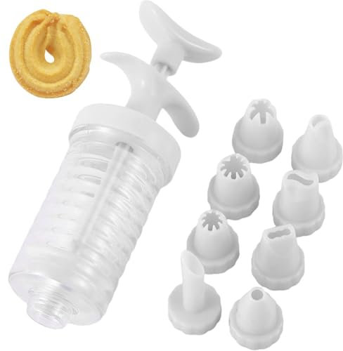 1 Set White Pipe Nozzles with Syringe,8pcs Plastic Cream Baking Piping Nozzle Dispenser Icing Pastry Tips Tube Decoration Tool, for Cupcake and Cake,Decorating Tools, Kitchen Utensils and Gadgets