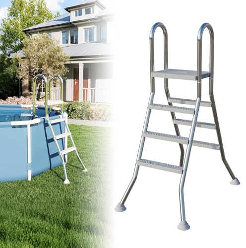 Froadp Scala per piscina in acciaio inox con 3 gradini antiscivolo, portata fino a 150 kg, scala per piscina e piscina, altezza fino a 110 cm, argento