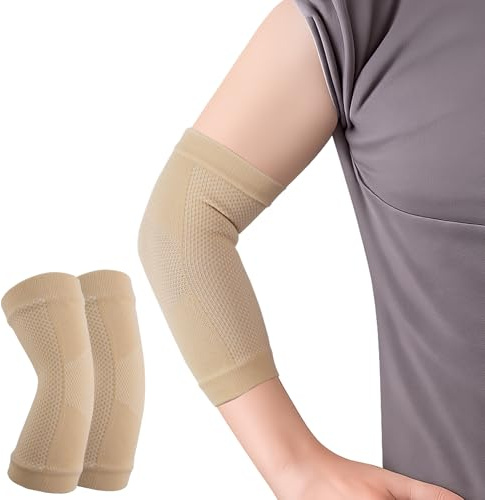 1 Paar Elastische Ellenbogen Bandagen Herren und Damen (Hautfarben, S)