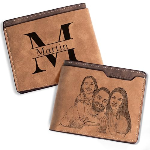 Easycosy Cartera Personalizada Hombre, Regalos Navidad con Nombre De Foto Cartera Plegable Regalo Personalizado Hombre, Papá, Marido, Novio (Estilo 1)