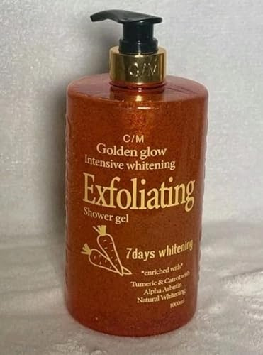Golden Glow Intensive Whitening Exfoliating Shower Gel, Body Wash with Tumeric & Carrot Extract 1000ml