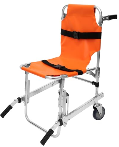 Stair Chair with 2 Wheels Emergency Climbing Wheelchair, Follding Lift Medical Climbing for Elderly Disabled Mobility, for Aid Up Dow Stairs Person Transfer or Transport Travel Transit