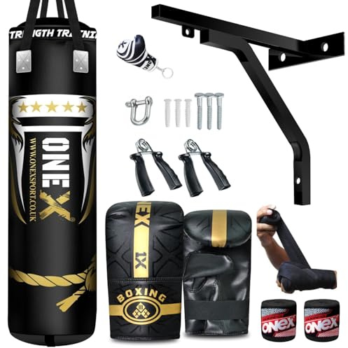 ONEX 4-5 FT Heavy Filled Boxing Punch Bag Boxing Training Punching Gloves for Training Fitness Bag MMA 14Pcs Set (4ft)