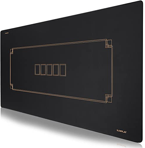 SLOWPLAY Godel Texas Holdem Pokermatte 180x90cm I schwarz und champagnerfarben pokerteppich |Premium und Deluxe Tragbarer Pokertischauflage, Wasserabweisend Pokertuch - Pokerteppich