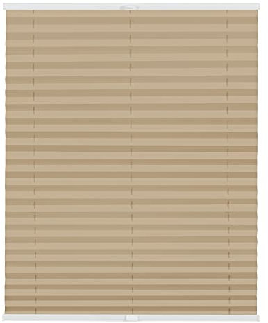 Lichtblick Plissee Klemmfix nach Maß, ohne Bohren, verspannt, Hitzeschutz, Blickdicht, Made in Germany, Thermoplissee - Beige 35 cm x 130 cm (B x L)