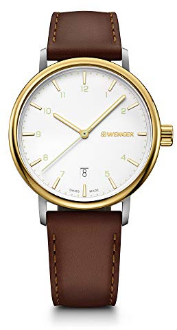 Wenger Urban Classic 40 mm vit urtavla, läderarmband, herrklocka