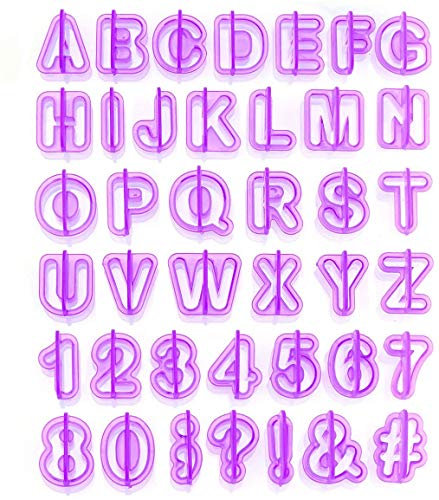 MoNiRo Buchstaben Ausstecher für Fondant | 40 teiliges Fondant Ausstechform Set mit Buchstaben, Zahlen und Satzzeichen zum Dekorieren von Torten - Tortendeko - Ausstechformen - Fondant Ausstecher