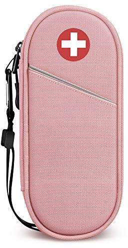 SITHON Sac à Médicaments Vide - Trousse à Pharmacie Organisateur Isotherme | portable pour 2 EpiPen, Auvi Q, Spray Nasal, allergie Meds, L'asthme Inhaler pour Voyage l'extérieur, (Rose)