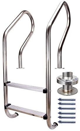 Lsoiup Poolleiter mit Plattform, strapazierfähige Poolstufe für im Boden eingelassene Pools, 200 kg belastbares EIN- und Ausstiegssystem für im Boden eingelassene Schwimmbecken