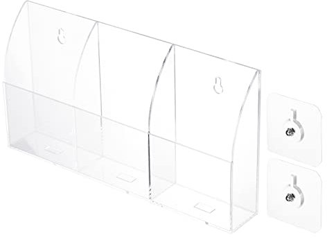 PATIKIL Remoto Control Soporte, Acrílico 3 Ranura Pared Montado Carga Teléfono Soporte Carrito Organizadores Medios Almacenamiento Caja para Oficina, Transparente