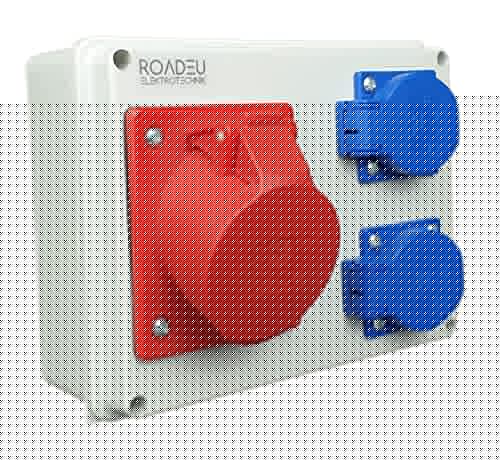 RoadEu - Enchufes de Pared - 16A CEE, para Casa, Taller y Garaje, Distribuidor de Corriente - 2x Schuko 230V, Cableado, Conexión Rápida, Instalación Fácil, Construcción Robusta