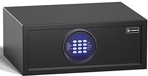 XDeer HS300 Hotel Safe 1.39 Cubic Feet Home Safe Personal Document Steel Security Safe Box With Hotel-Style Digital Electronic Lock- Black 1PCS