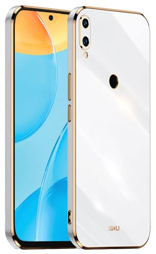 EASSGU [Cadre Galvanisé Coque pour Huawei P Smart Z/Honor 9X (6.59 inches) Etui de Protection en Silicone TPU - Blanc