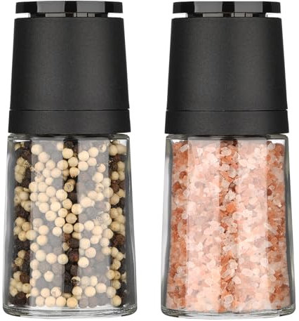 Salzmühle & Pfeffermühle, Hotder Gewürzmühle mit einstellbarem Keramikmahlwerk, Pfeffermühlenset aus Glas, auch als Chilimühle für Verschiedene Gewürze
