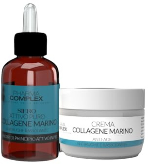Pharmacomplex Set Skin Care Viso Fast Lifting Istantaneo crema idratante viso Collagene e siero antirughe viso donna e Uomo collagene e acido ialuronico.